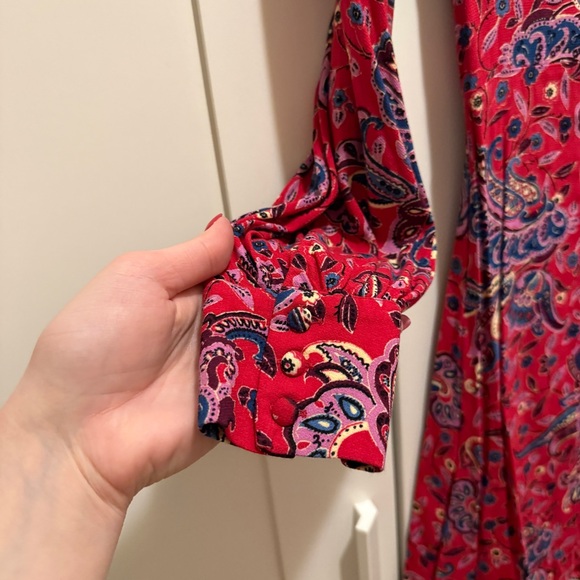 & Other Stories Red and Blue Paisley Mini Dress - Picture 6 of 11